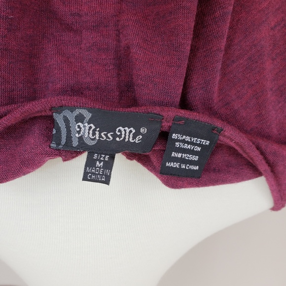 Miss Me Maroon Embellished Metallic Long Sleeve - Picture 5 of 7